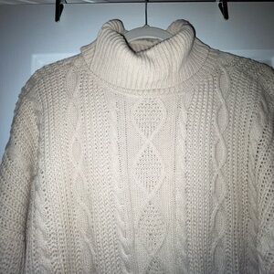 Fashion Nova Cream Cable Knit Turtleneck Sweater